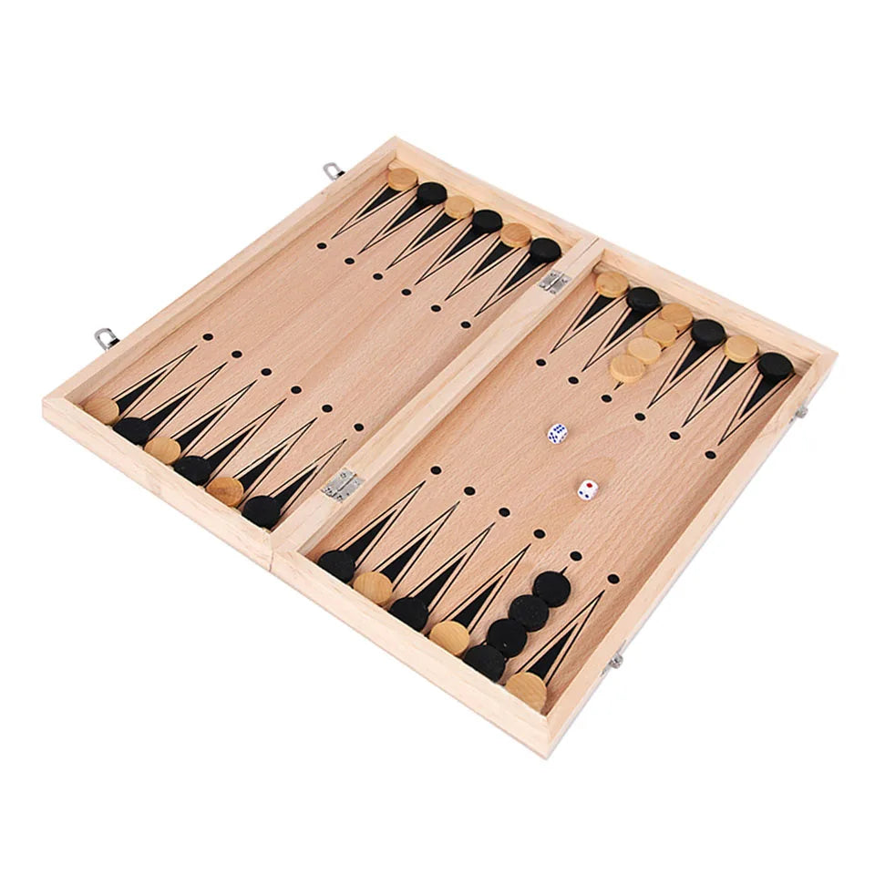 New Design 3 in 1 Wooden Chess Backgammon Checkers Travel