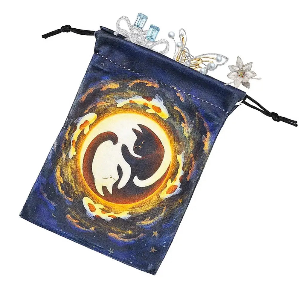 Drawstring Pouch Cat-Themed Tarot Decks Container