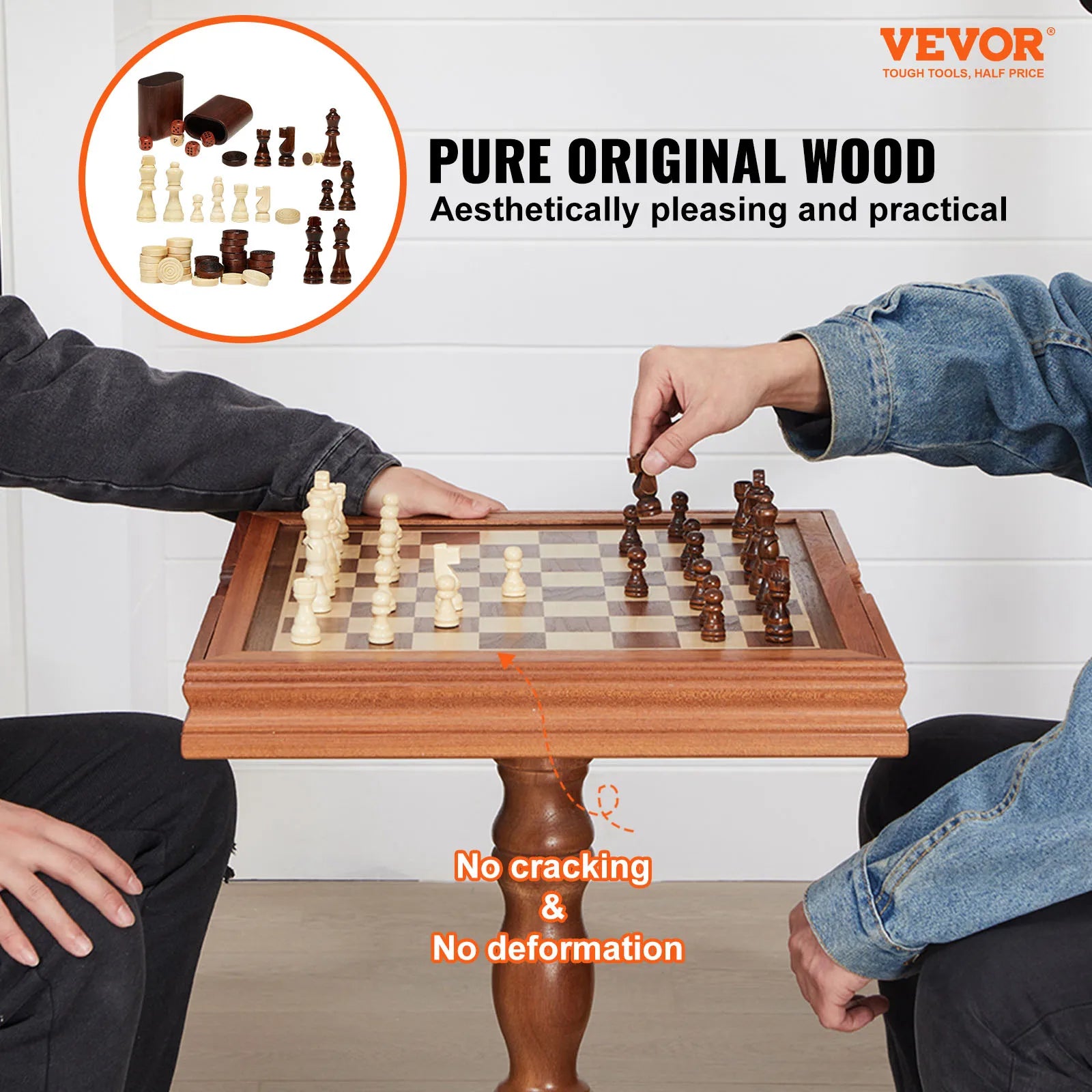 Premium Wooden Chess Table Deluxe Combo Game Table Furniture Set