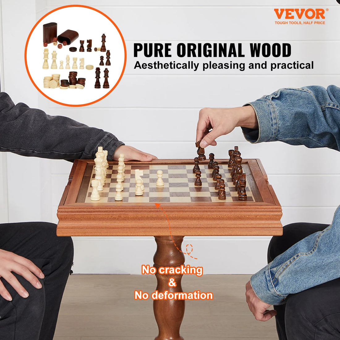 Premium Wooden Chess Table Deluxe Combo Game Table Furniture Set