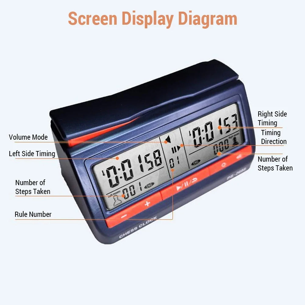 Digital Chess Clock LCD Screen ABS International Checkers Timer
