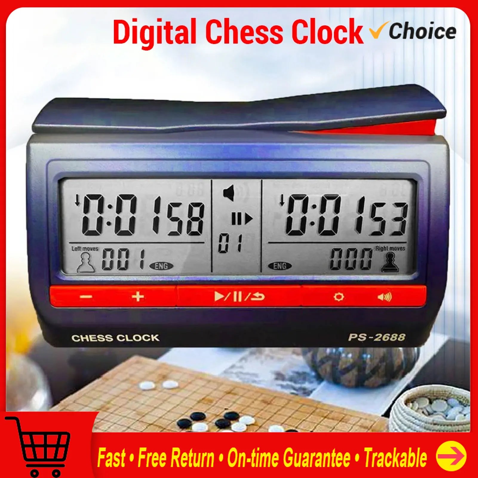 Digital Chess Clock LCD Screen ABS International Checkers Timer