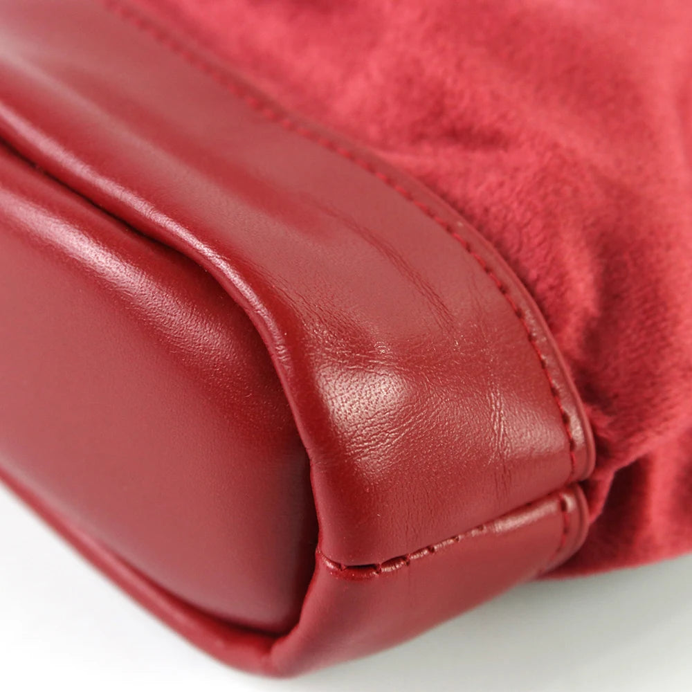 Red Dice Bag with PU Leather+Velvet Splicing Design