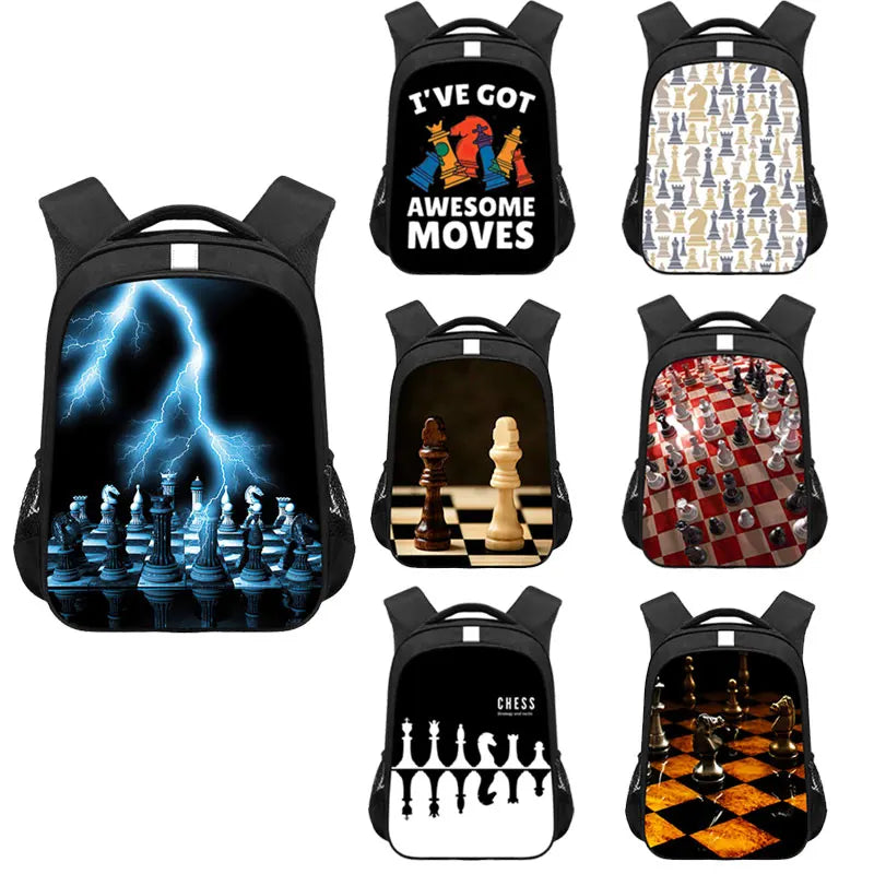 Chess Player Game Print Backpack for Teenager Cute Chess