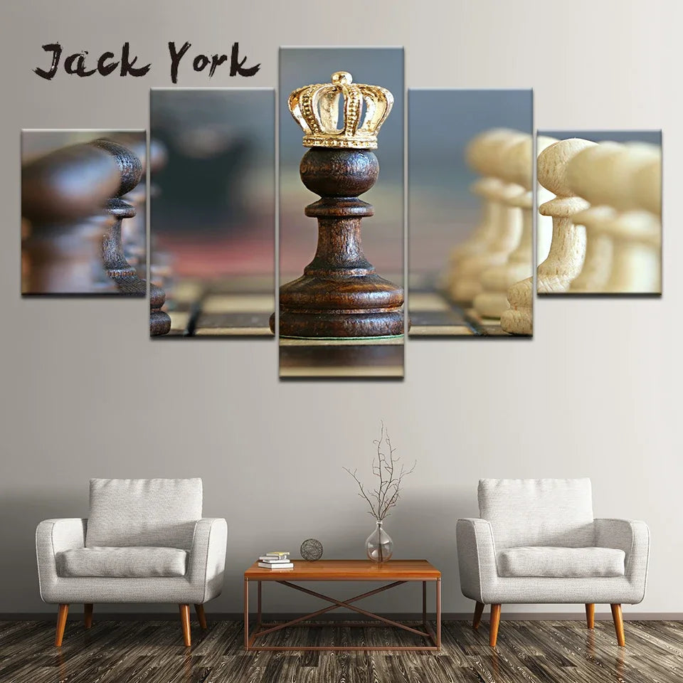 Canvas Painting International chess 5 Pieces Wall Art Painting