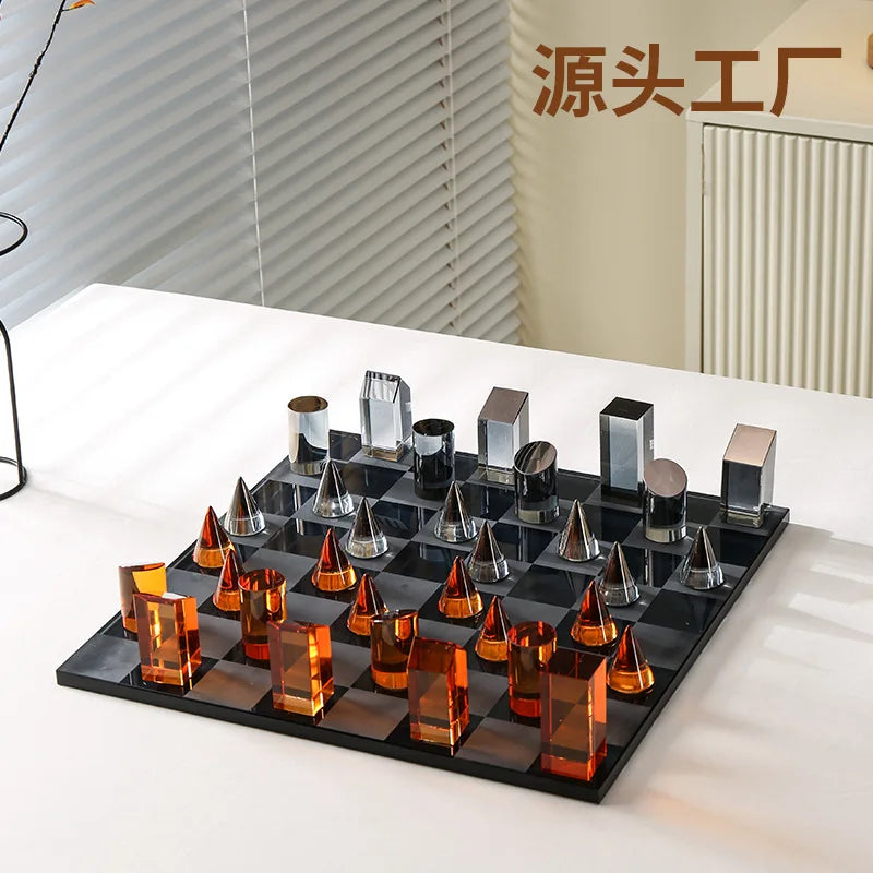 Geometric Crystal Chess Chessboard Clear Glass Chess