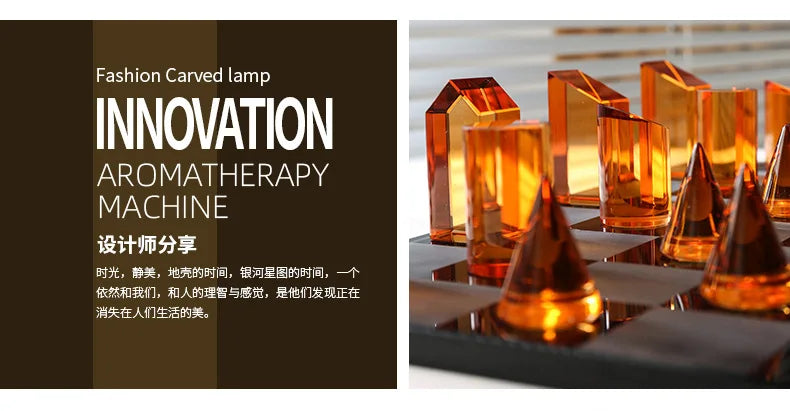 Square Decorative Figurines Geometric Crystal Chess