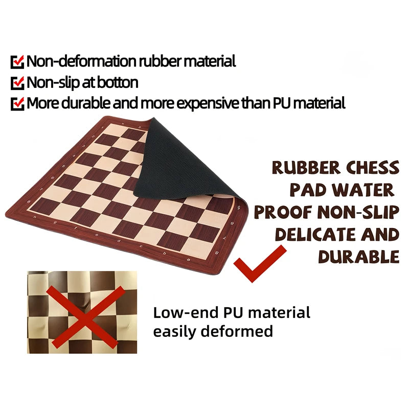 48cm Roll-Up Chess & Checkers Board | Soft Rubber Tournament Mat