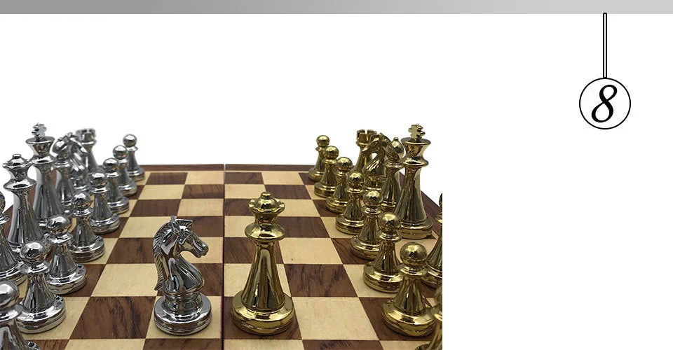 Easytoday Metal Glossy Golden And Silver Chess