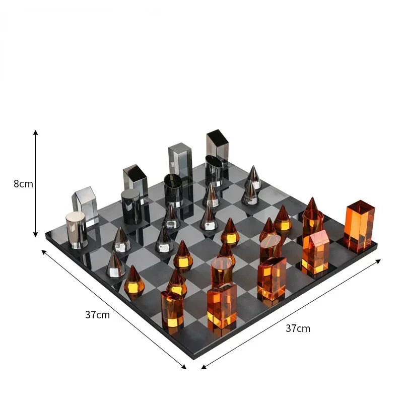 Geometric K9 Crystal Chess Chessboard Clear Glass Chess