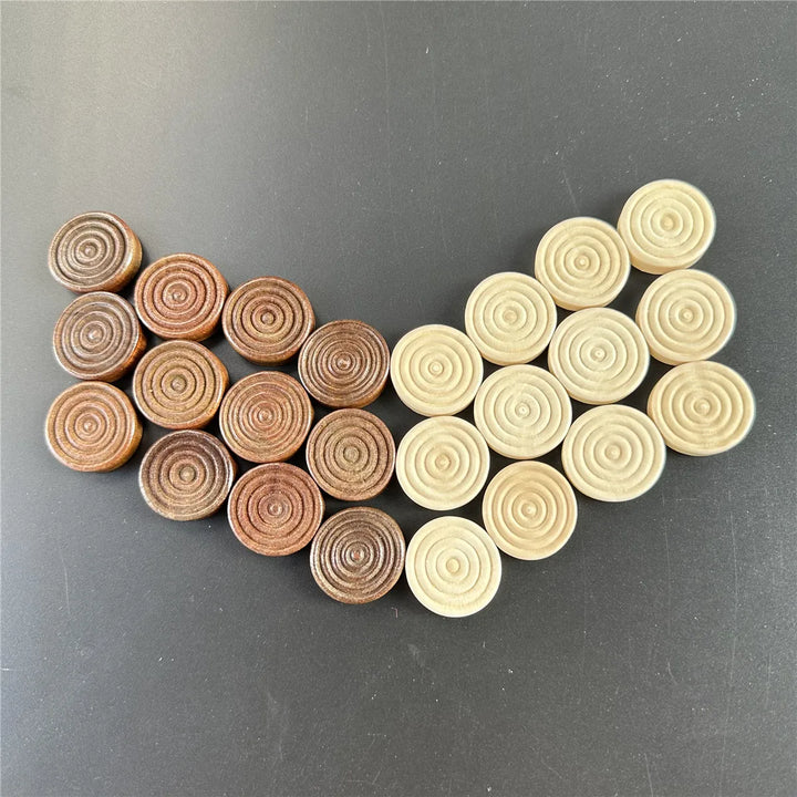 24 Pcs1 Set Of 2.5cm/0.98inch Round Wooden Checkers Round International Checkers Pieces