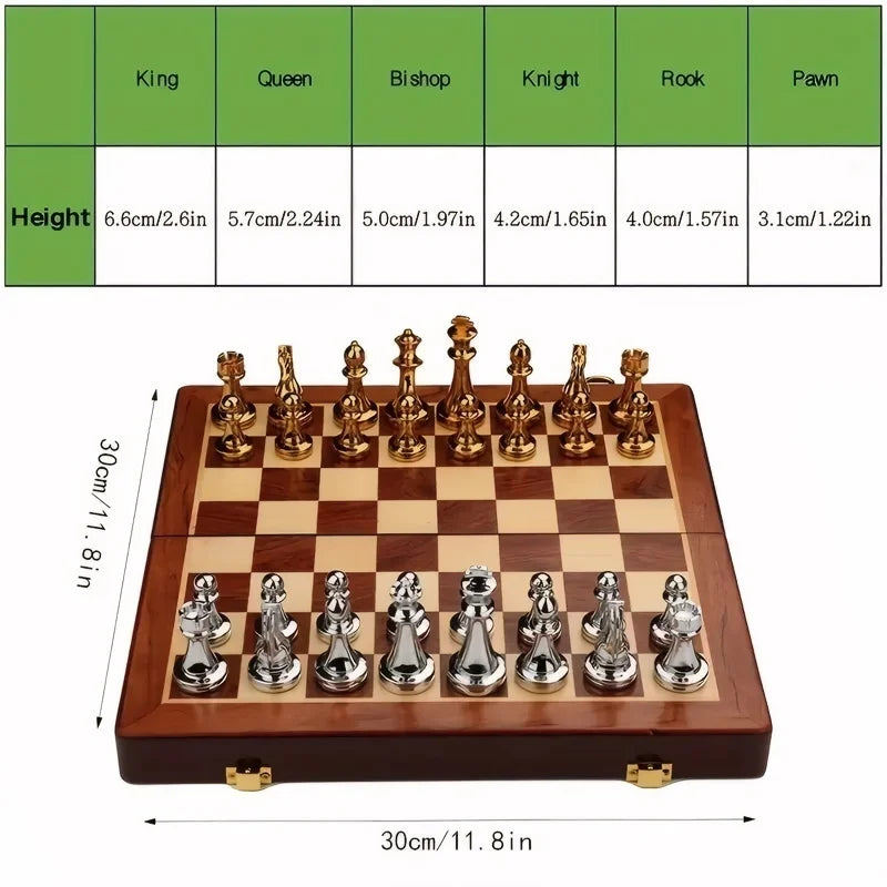 Deluxe Wooden Checkerboard Set 30cm/11.81in Portable Folding