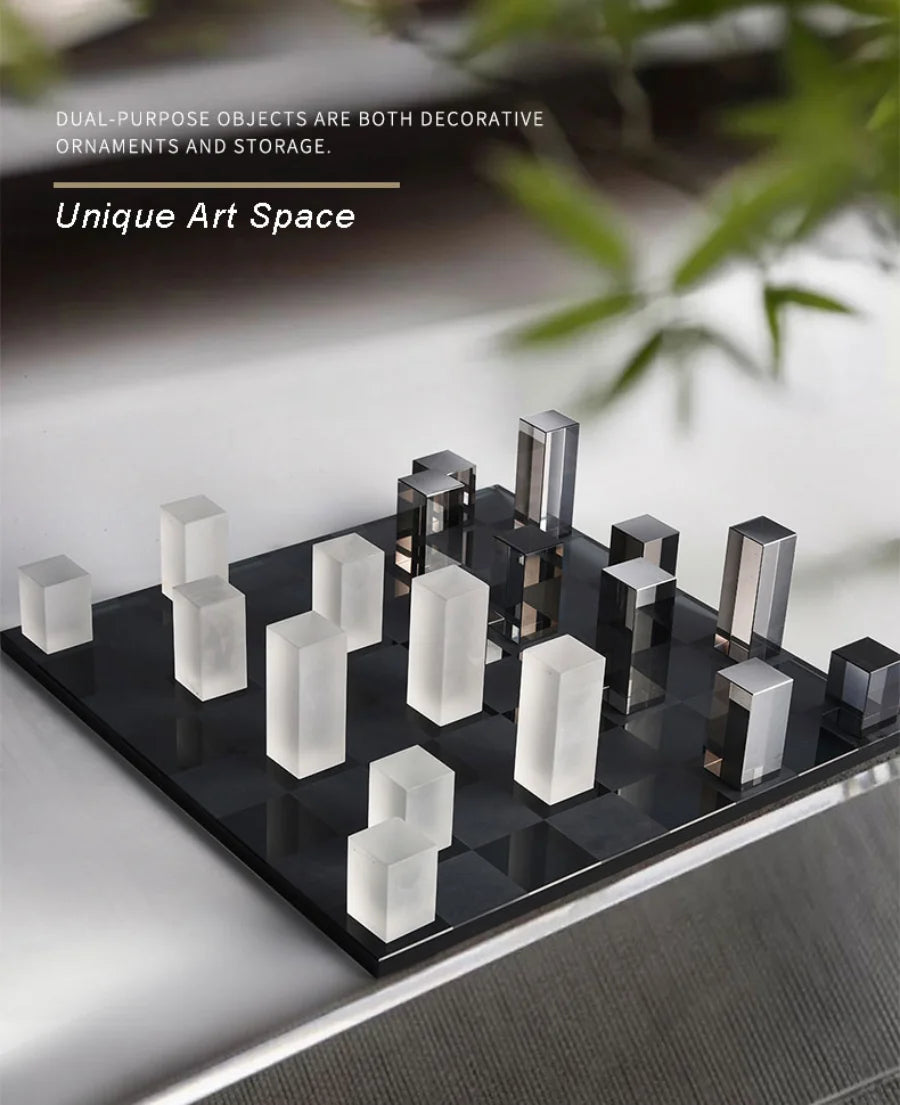 K9 Crystal Desktop Ornaments Home Decor Professional Retro Marble Chess