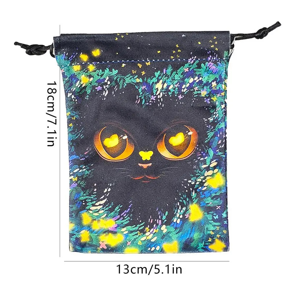 Drawstring Pouch Cat-Themed Tarot Decks Container