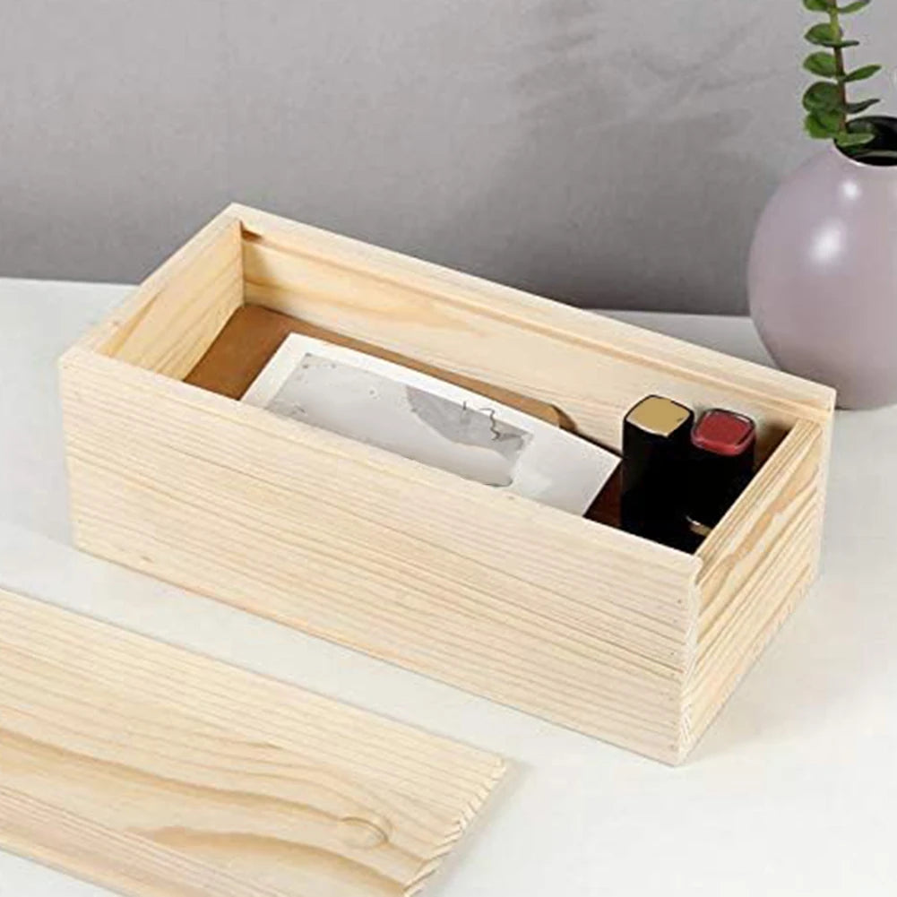 Pine Pull-out Box Sliding Cover Wooden Box