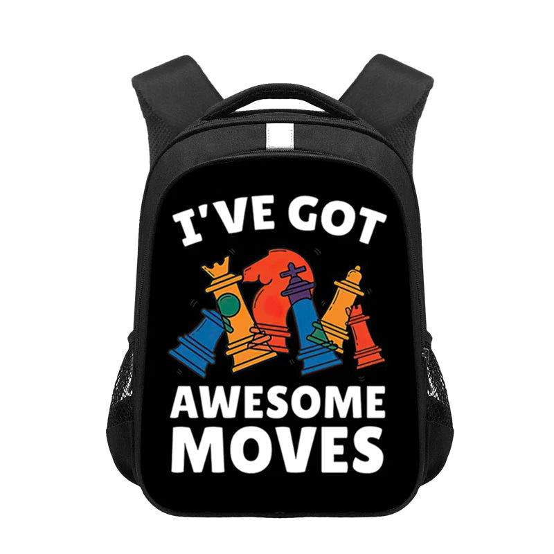 Chess Player Game Print Backpack for Teenager Cute Chess