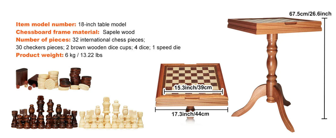 Premium Wooden Chess Table Deluxe Combo Game Table Furniture Set