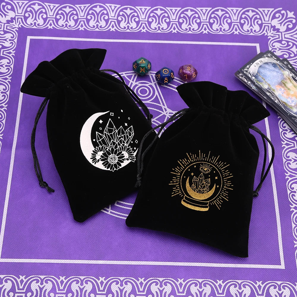 1pcs Black Velvet Tarot Storage Bag Mini Drawstring Package