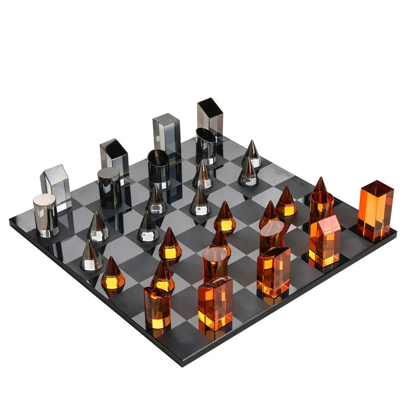 Geometric Crystal Chess Chessboard Clear Glass Chess