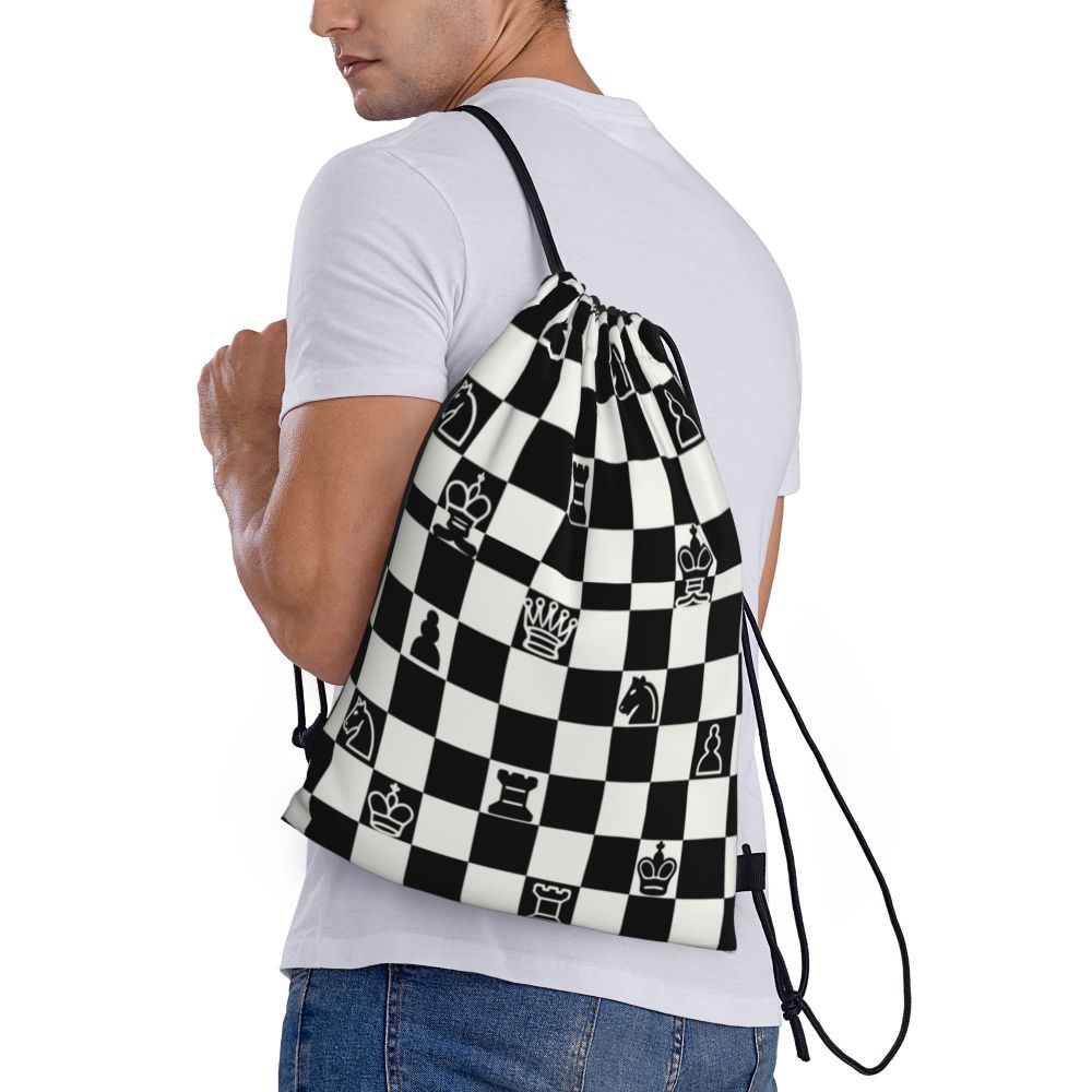 Custom Fashion Chess Drawstring Bags