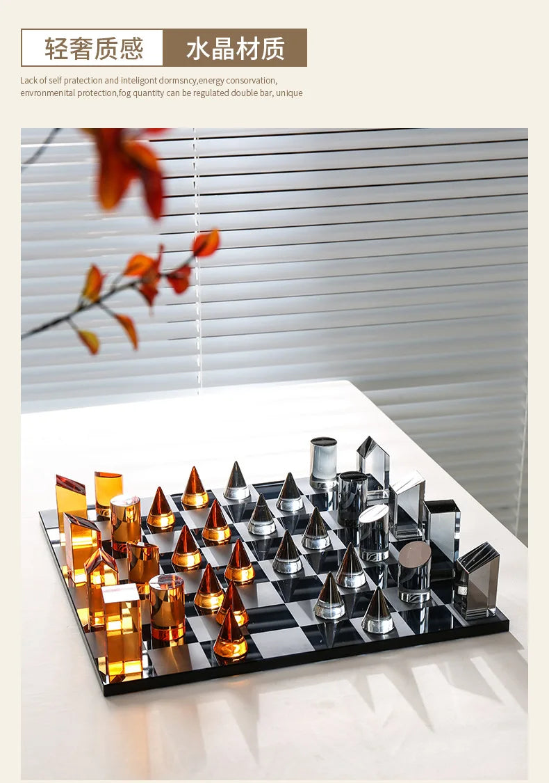 Square Decorative Figurines Geometric Crystal Chess