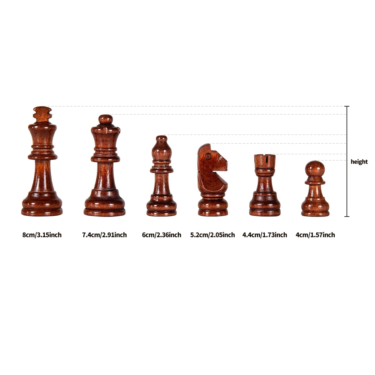 39cm wooden folding chessboard, with 2 additional pieces