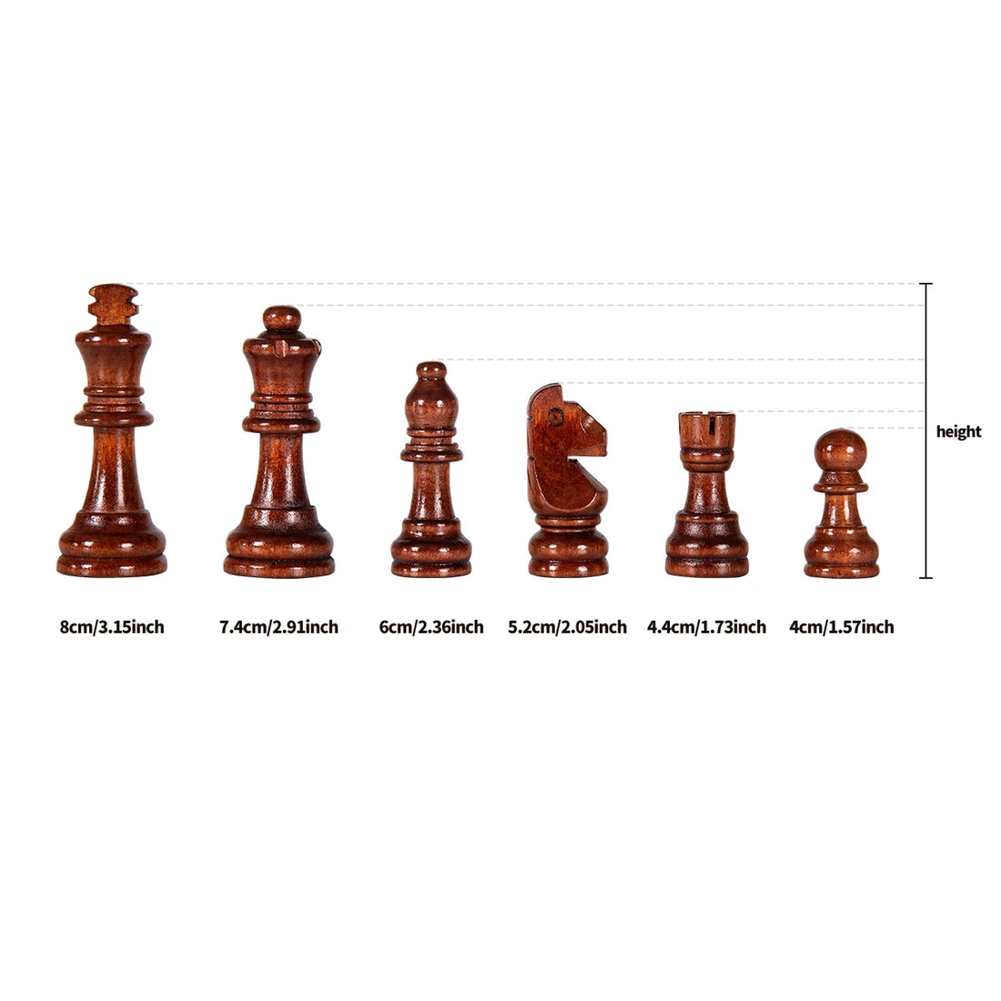 39cm wooden folding chessboard, with 2 additional pieces
