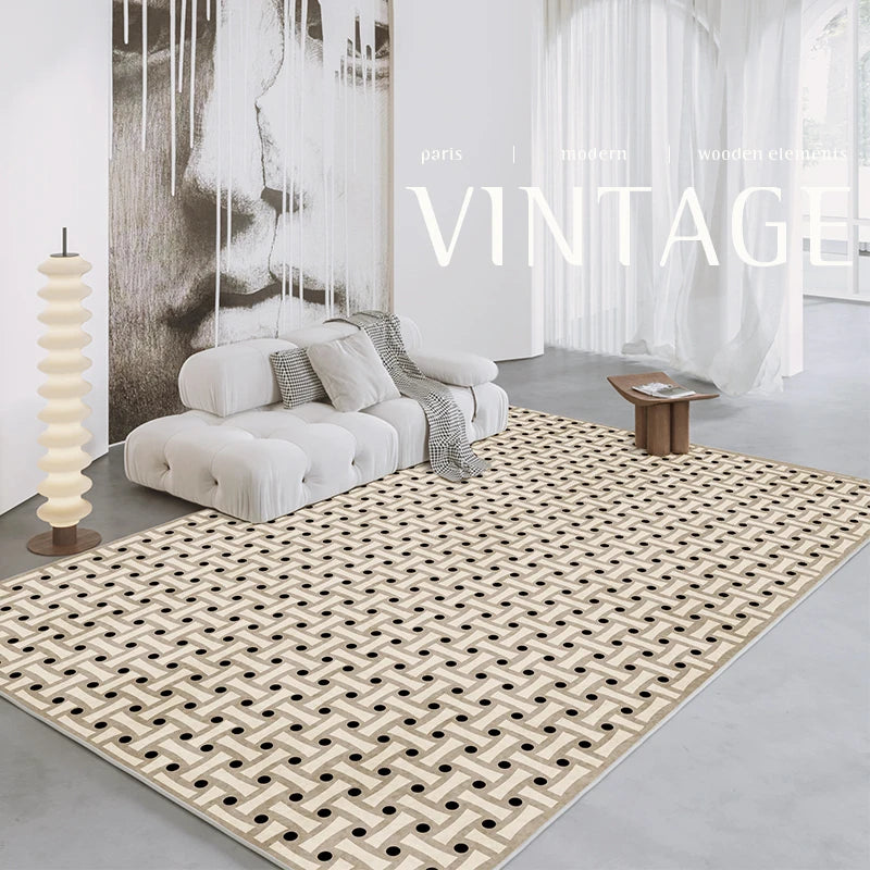 French Retro Rugs for Bedroom Checkerboard Living Room Decoration
