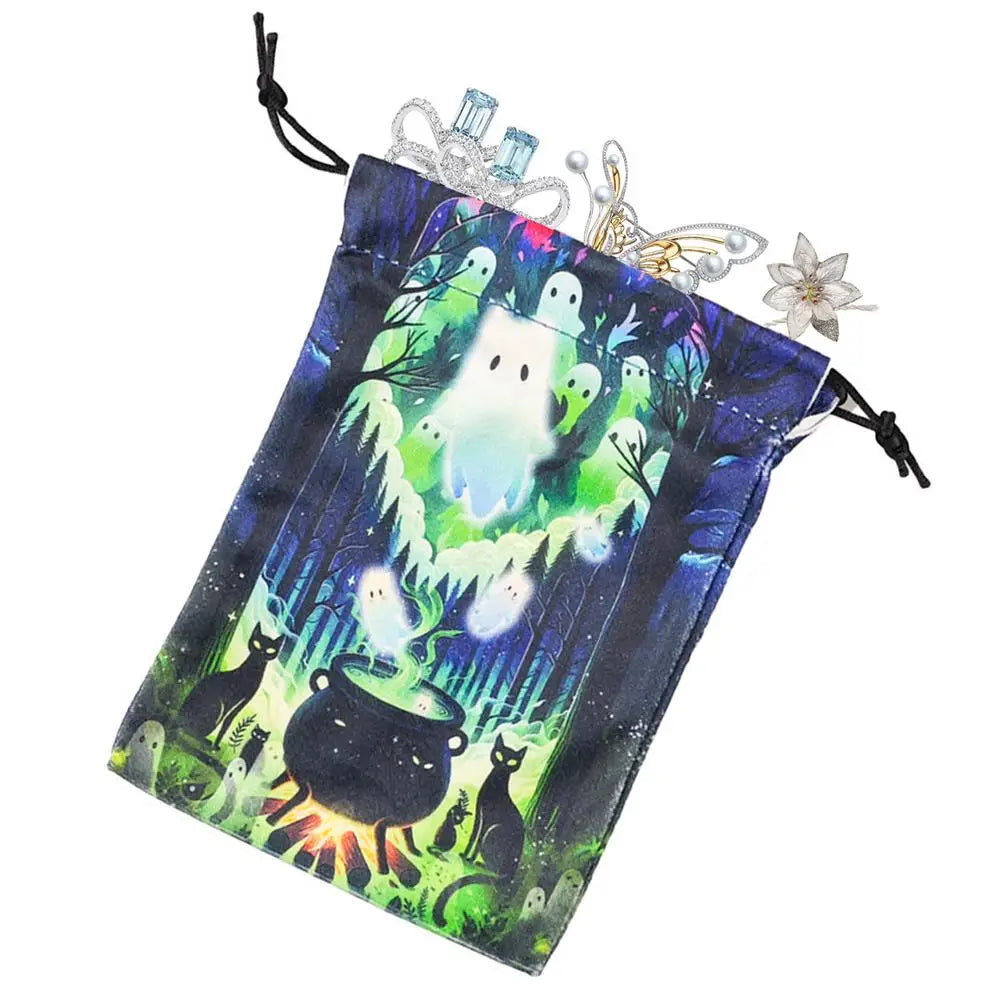 Drawstring Pouch Cat-Themed Tarot Decks Container