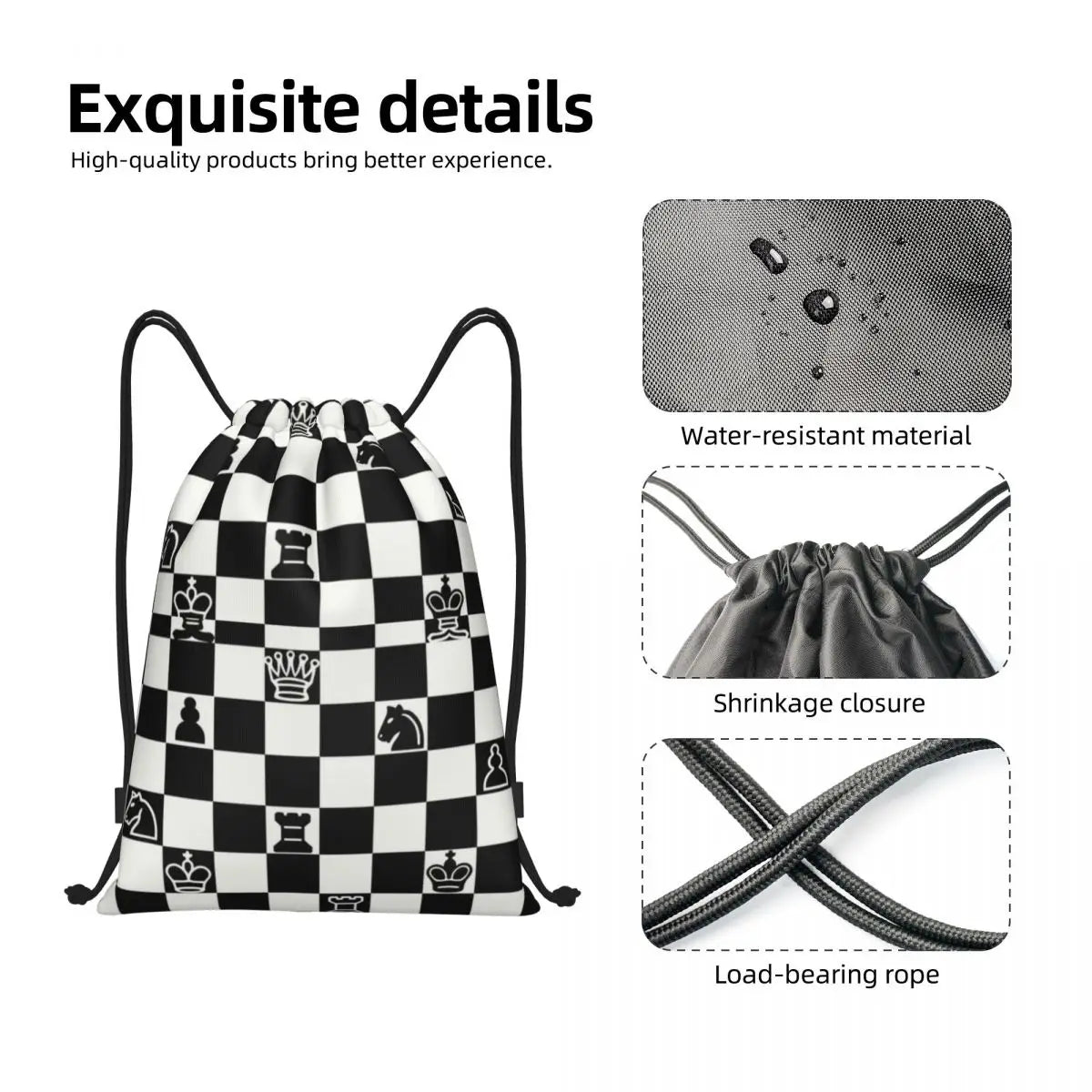 Custom Fashion Chess Drawstring Bags