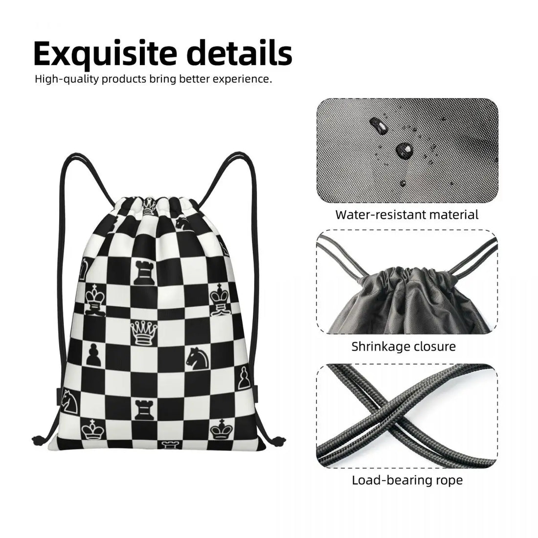 Custom Fashion Chess Drawstring Bags