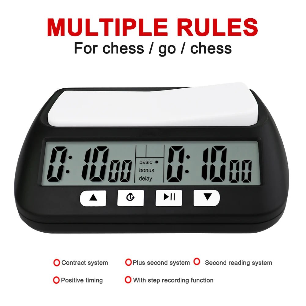Professional Chess Clock Count Up Down Board Game Stopwatch Portable