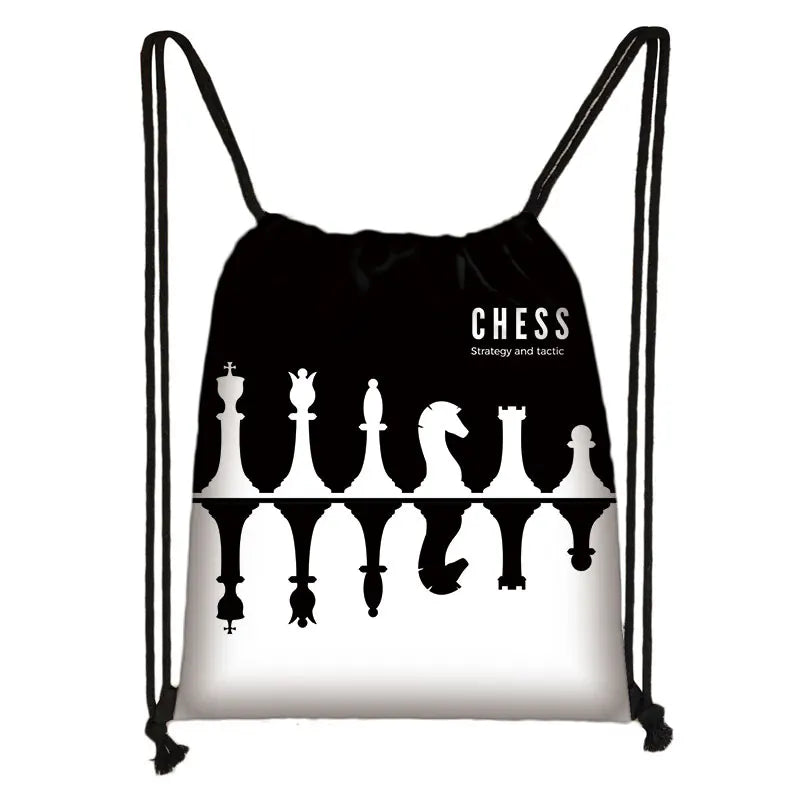 Cute Chess Print Drawstring Bag Chess Player Game