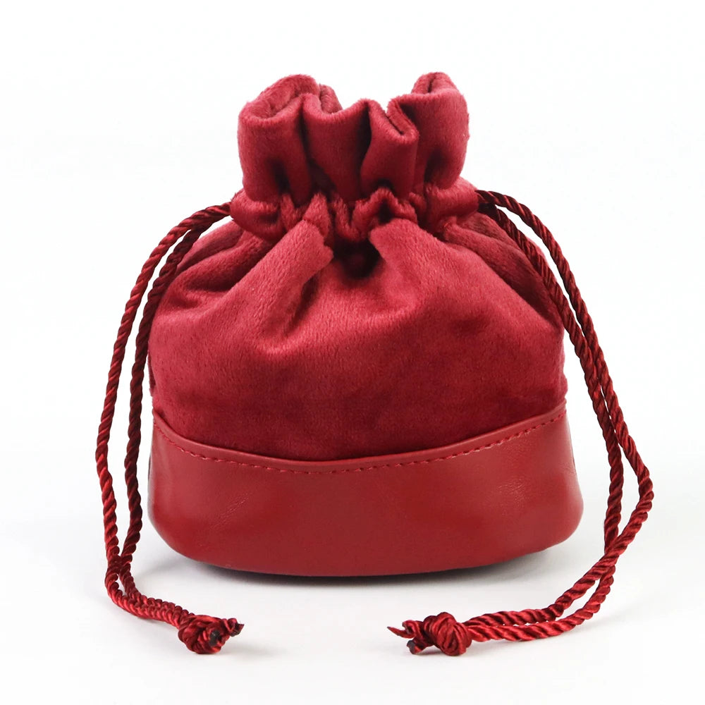 Red Dice Bag with PU Leather+Velvet Splicing Design