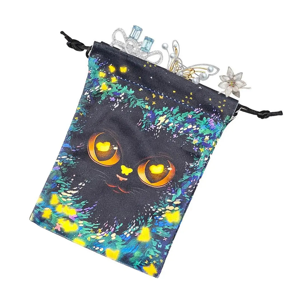Drawstring Pouch Cat-Themed Tarot Decks Container