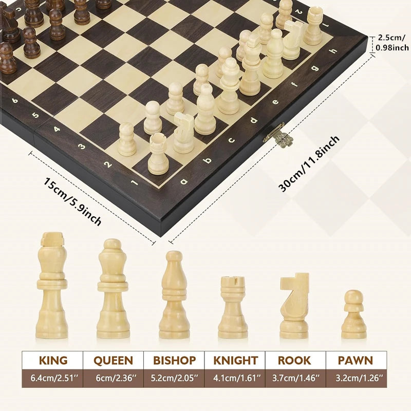 Travel Portable Chess 30/12 inch Wooden Chess Folding Board
