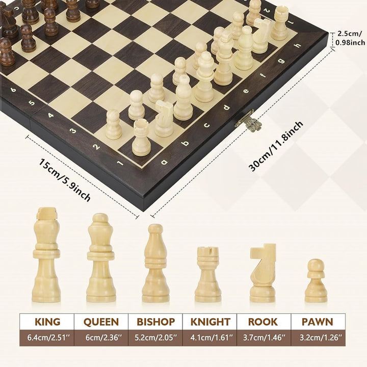 Travel Portable Chess 30/12 inch Wooden Chess Folding Board