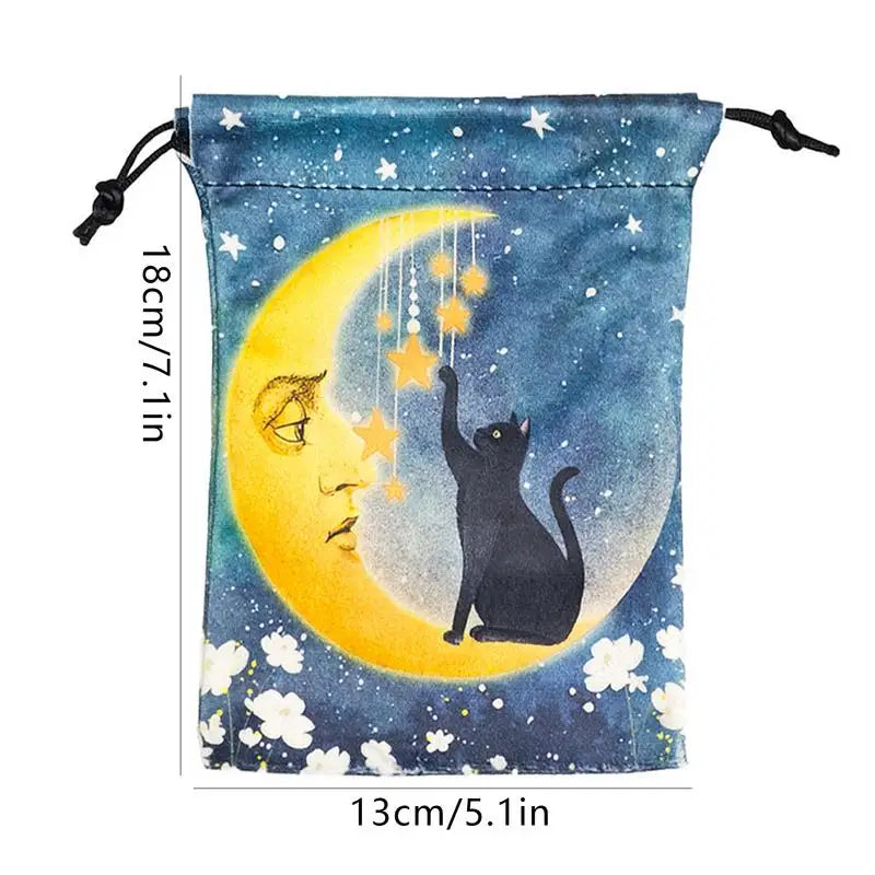 Drawstring Pouch Cat-Themed Tarot Decks Container