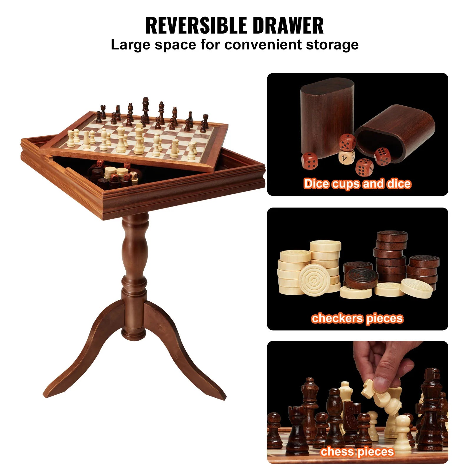 Premium Wooden Chess Table Deluxe Combo Game Table Furniture Set