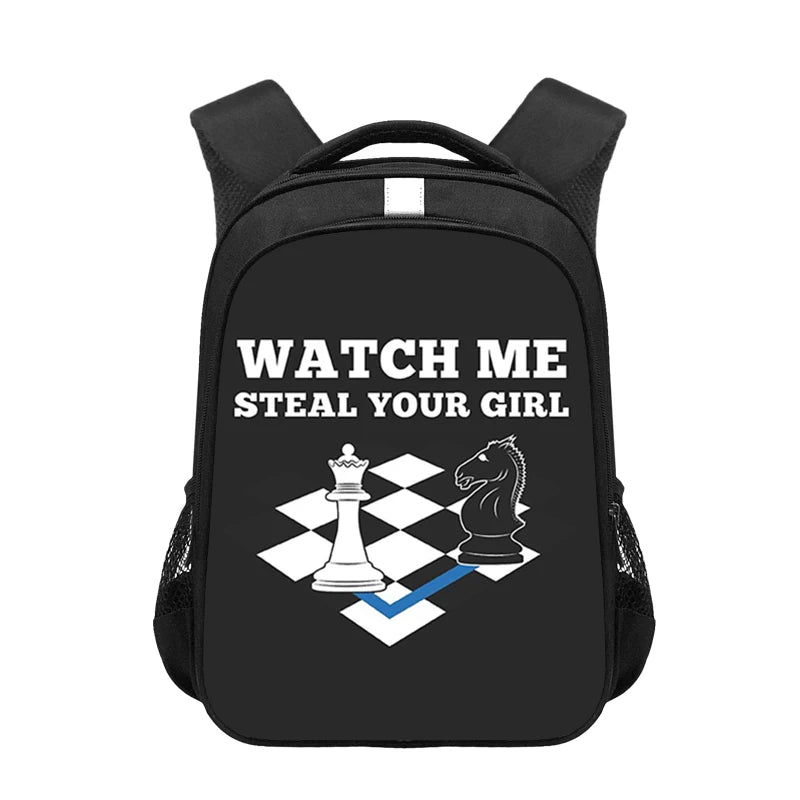 Chess Player Game Print Backpack for Teenager Cute Chess