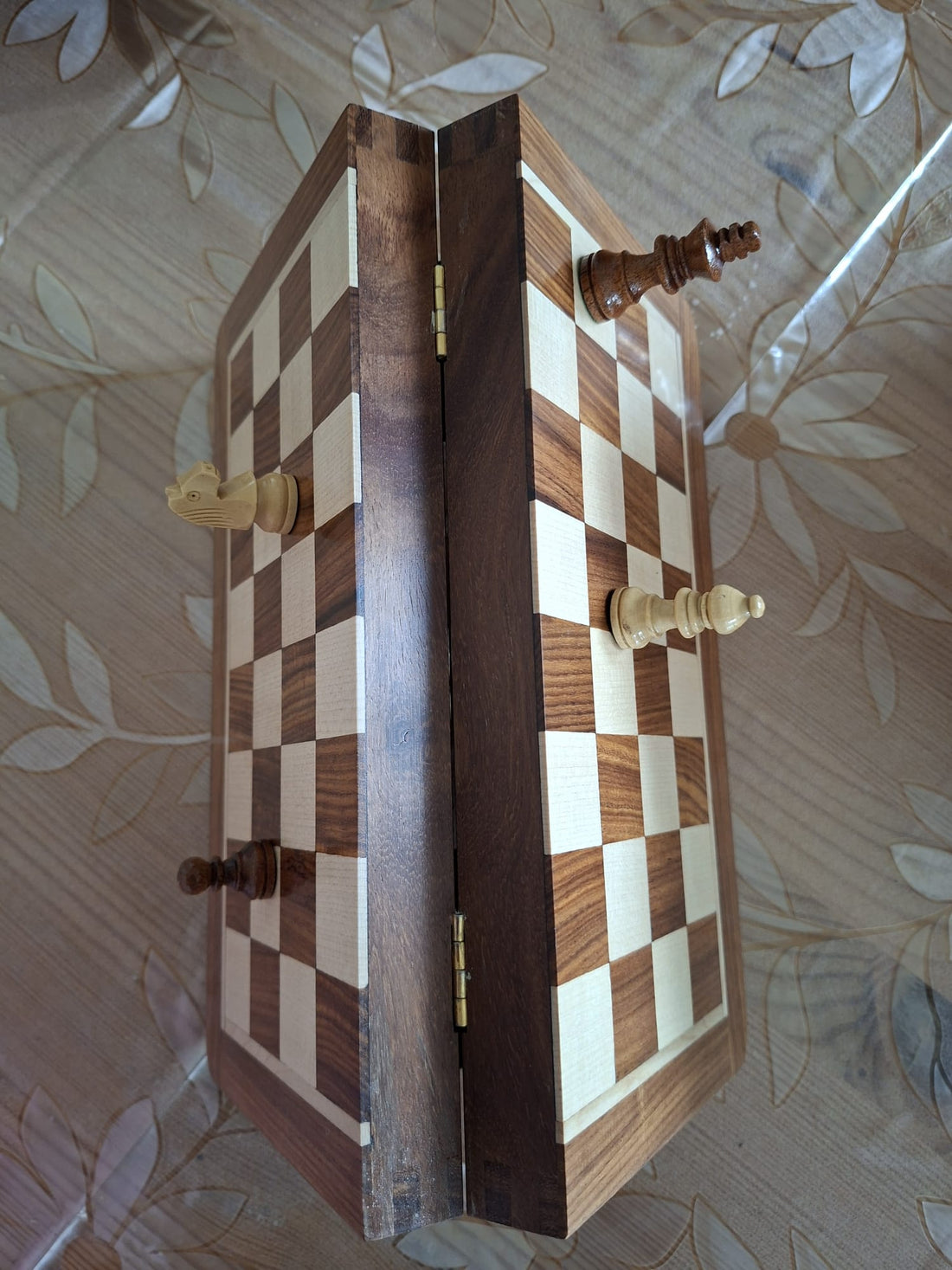 10″ Travel Folding Magnetic Chess Set – Sheesham & Maple Wood