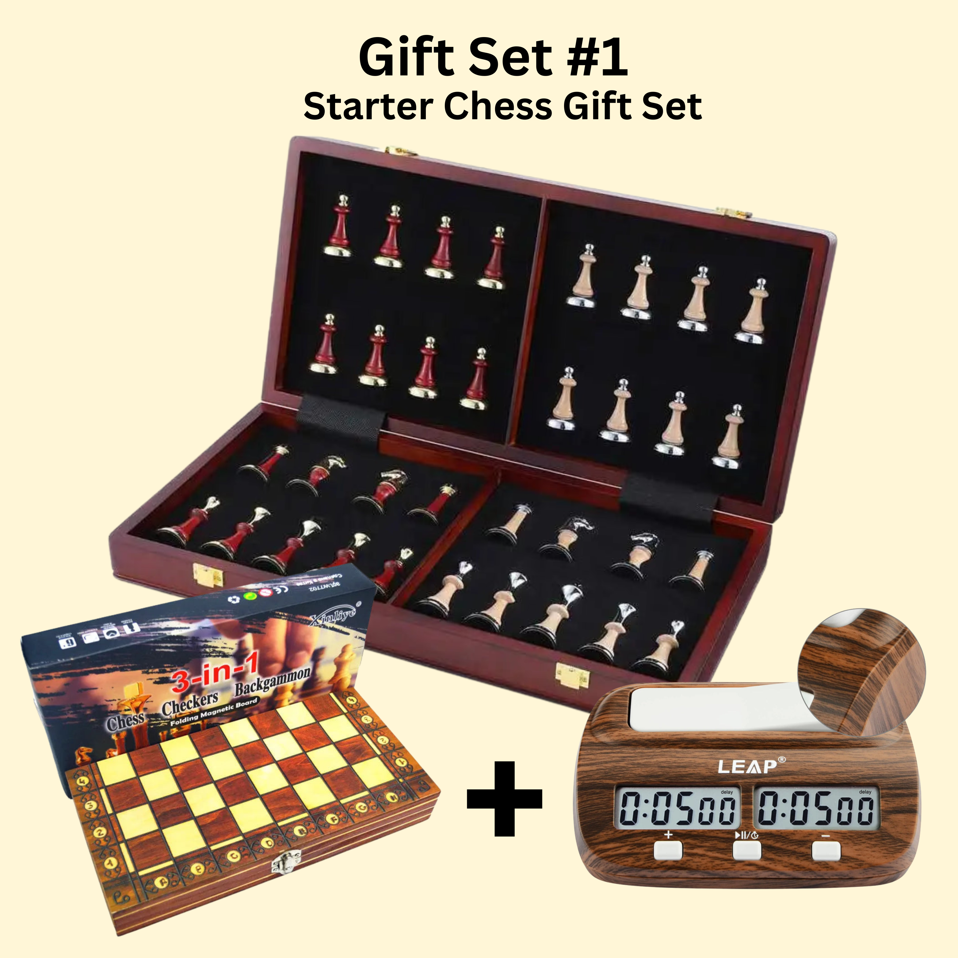 3-in-1 Magnetic Game Set Mid-Range Digital Chess Clock