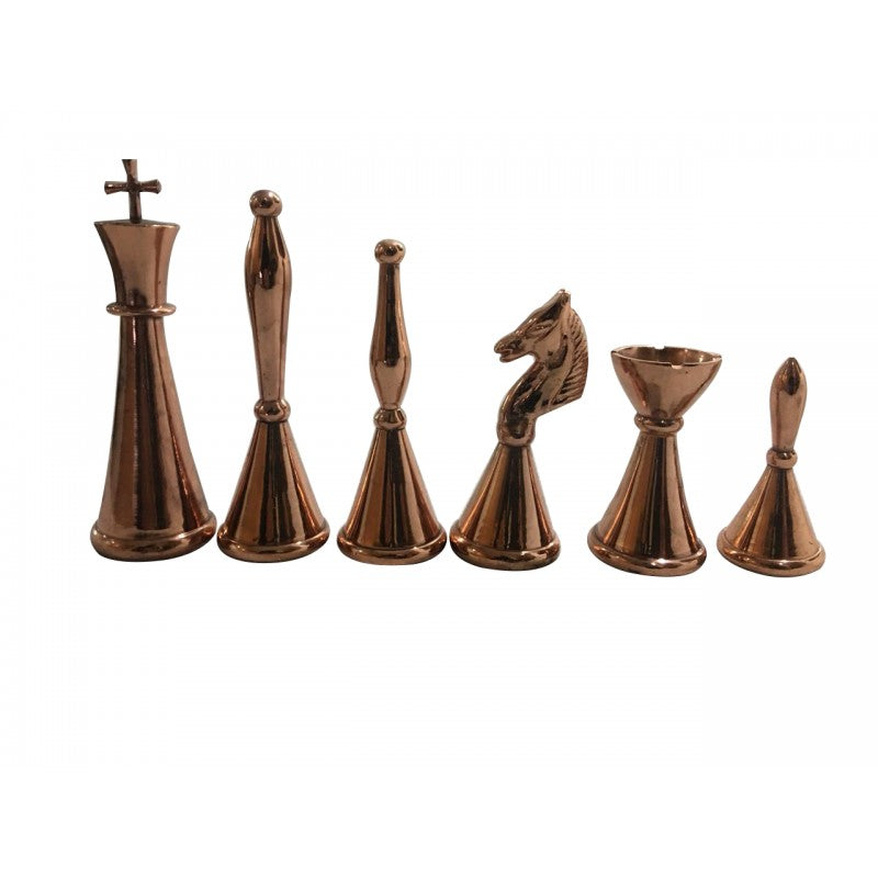 Art Deco Solid Brass Chess Pieces – 4″ King Display & Playing Set