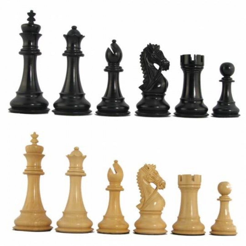 King’s Bridal Chess Pieces – 3″ Ebonised Wood Weighted Set
