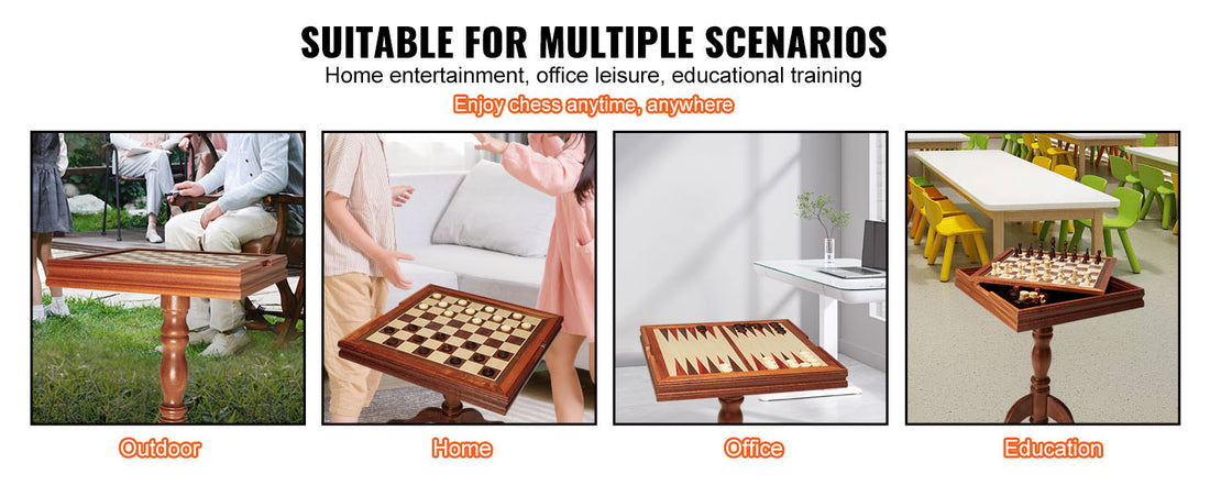 Premium Wooden Chess Table Deluxe Combo Game Table Furniture Set