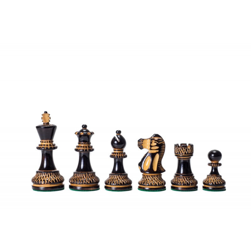 Klassische Staunton Schachfiguren „Burnt“ 3,75" – Lackiert