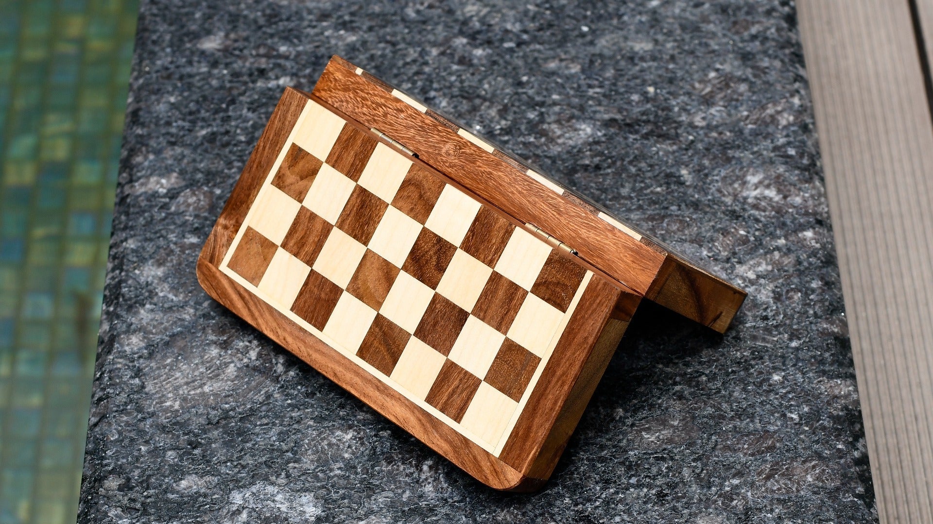 7″ Travel Folding Magnetic Chess Set – Sheesham & Maple Wooden Board