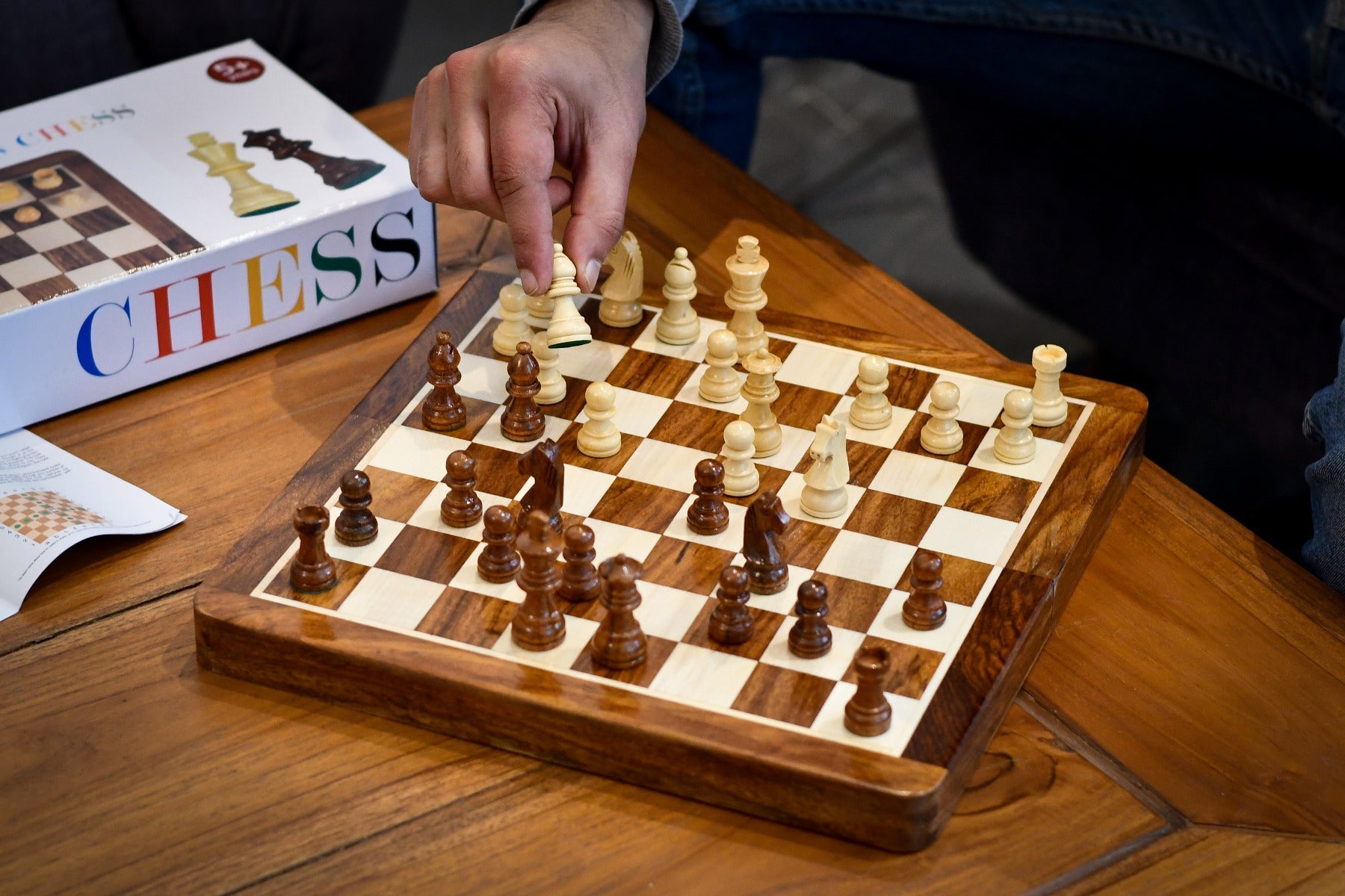 12″ Travel Folding Magnetic Chess Set – Sheesham & Maple Wood
