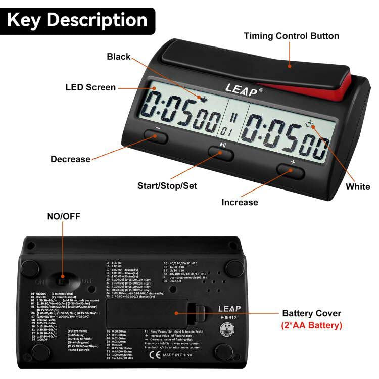 LEAP Digital Chess Clock - Checkmate & Chill 