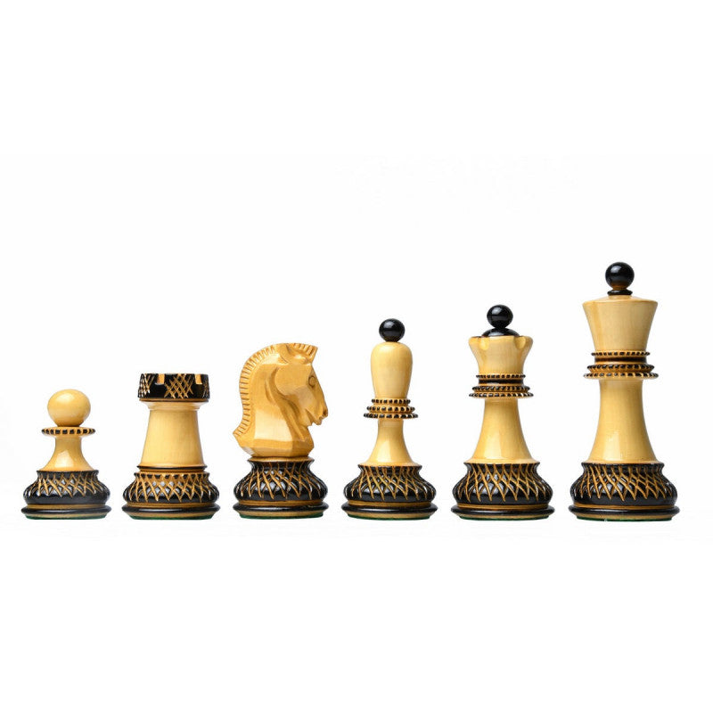 Reproduzierte Dubrovnik Bobby Fischer Schachfiguren von 1950 – 3,7" König aus lackiertem Buchsbaum